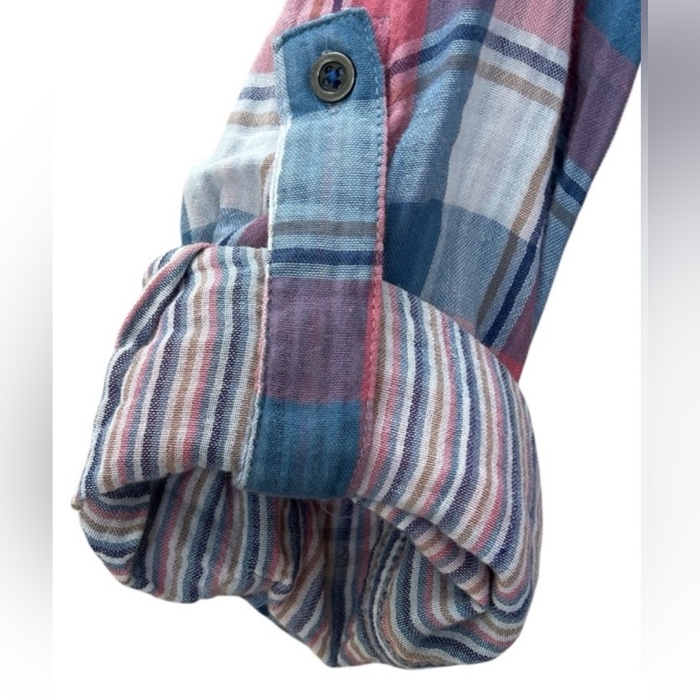 Anthropologie Holding Horses High Low Pink Blue Plaid Tunic Top Western Size 4 - Picture 9 of 16